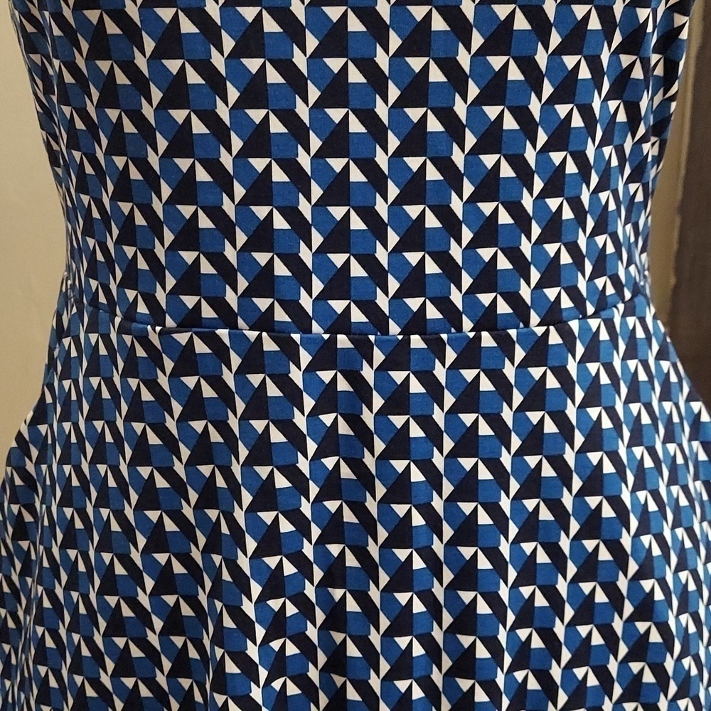 NEW YORK AND CO Geometric Print Pullover Sleeveless Fit and Flare Cotton Dress M - Picture 3 of 11